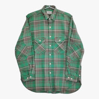 Unlikely アンライクリー Elbow Patch Flannel Work Shirts 定価48400円 U23F-11-0002 L 長袖シャツ 23AW グリーン グレー メンズ【中古】5-0415M♪