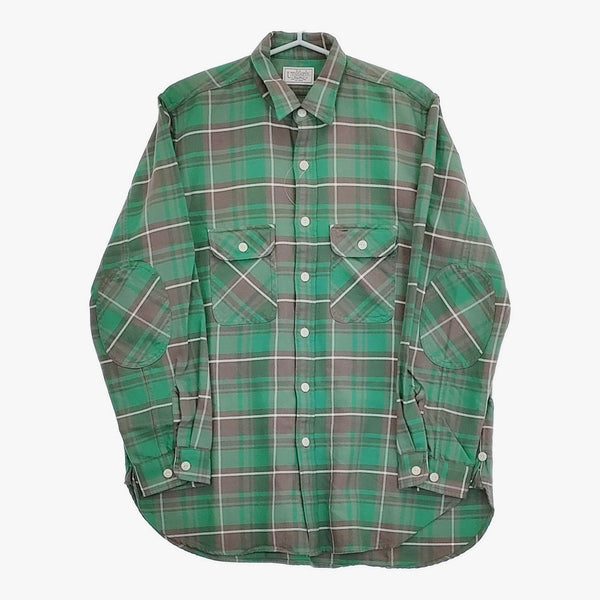 Unlikely アンライクリー Elbow Patch Flannel Work Shirts 定価48400円 U23F-11-0002 L 長袖シャツ 23AW グリーン グレー メンズ【中古】5-0415M♪