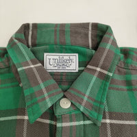 Unlikely アンライクリー Elbow Patch Flannel Work Shirts 定価48400円 U23F-11-0002 L 長袖シャツ 23AW グリーン グレー メンズ【中古】5-0415M♪