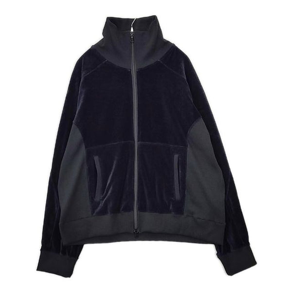 ANCELLM VELOUR SWITCHING JACKET 定価35200円 anc-ct70 ベロア 切替 トラック ジャケット ネイビー ブラック メンズ アンセルム【中古】5-1009T∞