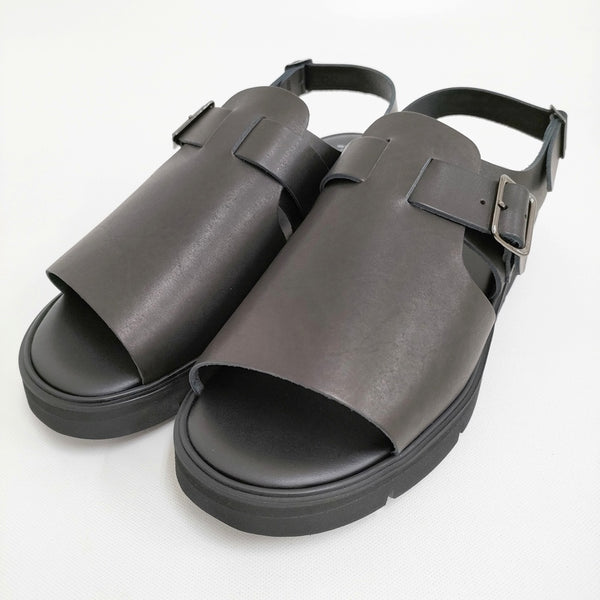 foot the coacher 新品 OPEN TOE SANDALS GLOXI CUT MEDIUM SOLE 8 1/2 定価41800円 サンダル 黒 メンズ フットザコーチャー【中古】5-0415S♪