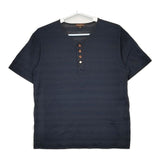 PAUL SMITH COLLECTION ヘンリーネック ボーダー 日本製 半袖Ｔシャツ カットソー ネイビー ブラック メンズ ポールスミスコレクション【中古】5-0609S∞