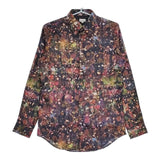 Paul Smith 総柄 23269 md 403m 長袖シャツ ワインレッド ブラック メンズ ポール・スミス【中古】5-0705M∞