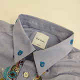 Paul Smith 刺繍 27300 MD 006LE 長袖シャツ ブルー メンズ ポール・スミス【中古】5-0705M∞