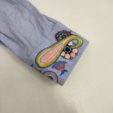 Paul Smith 刺繍 27300 MD 006LE 長袖シャツ ブルー メンズ ポール・スミス【中古】5-0705M∞