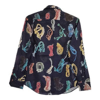 Paul Smith ロープ柄 164409 916M 長袖シャツ ネイビー マルチカラー メンズ ポール・スミス【中古】5-0705M∞