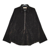 barbell object バーベルオブジェクト 新品 john別注velveteen zip po ベロアハーフジップ 長袖シャツ 24SS ブラック メンズ【中古】5-0523M♪#