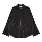 barbell object バーベルオブジェクト 新品 john別注velveteen zip po ベロアハーフジップ 長袖シャツ 24SS ブラック メンズ【中古】5-0523M♪#