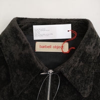 barbell object バーベルオブジェクト 新品 john別注velveteen zip po ベロアハーフジップ 長袖シャツ 24SS ブラック メンズ【中古】5-0523M♪#