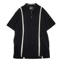 COMME des GARCONS HOMME DEUX 鹿の子 切替 DI-T011 M ポロシャツ AD2021 ブラック ホワイト メンズ コムデギャルソンオムドゥ【中古】5-0713S♪