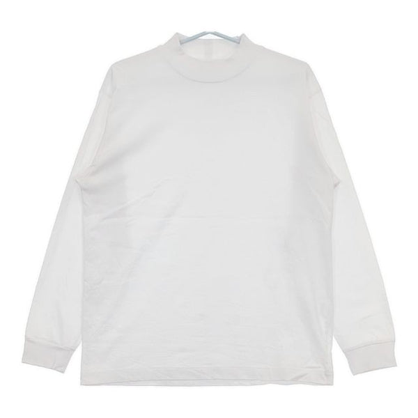 green label relaxing LONG FIBER COTTON クリア モックネック 長袖Ｔシャツ カットソー ロンＴ ホワイト メンズ グリーンレーベルリラクシング【中古】5-0714M∞