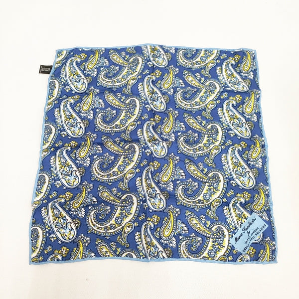 green label relaxing/Marco Tamborini シルク ポケットチーフ スカーフ ミズイロ メンズ グリーンレーベルリラクシング/マルコ タンボリーニ【中古】5-0901G◎