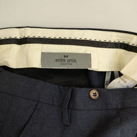 ENTRE AMIS イタリア製 ストレッチウール センタープレススラックス パンツ ネイビー メンズ アントレアミ【中古】5-1009T∞