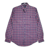 RALPH LAUREN ボタンダウン BD チェック XS コットン 長袖シャツ ネイビー ピンク メンズ ラルフローレン【中古】5-0714M∞
