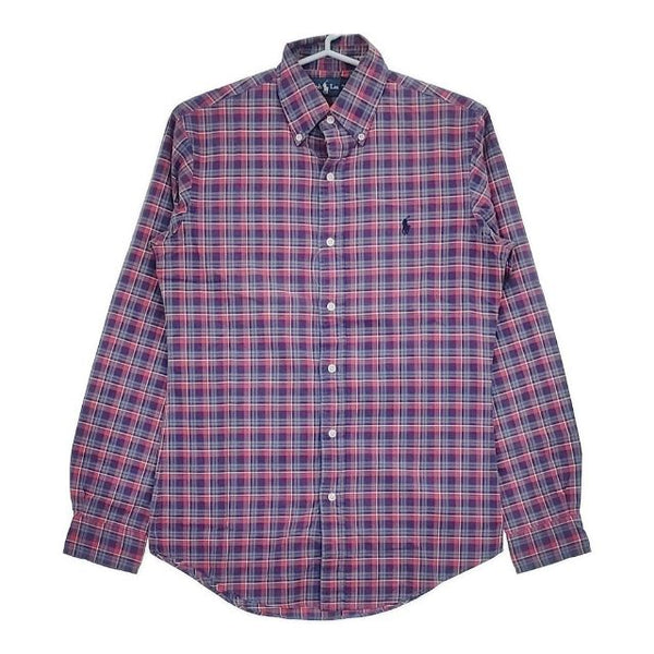 RALPH LAUREN ボタンダウン BD チェック XS コットン 長袖シャツ ネイビー ピンク メンズ ラルフローレン【中古】5-0714M∞