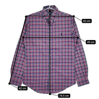 RALPH LAUREN ボタンダウン BD チェック XS コットン 長袖シャツ ネイビー ピンク メンズ ラルフローレン【中古】5-0714M∞