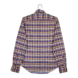 Finamore イタリア製 コットン チェック 長袖シャツ レッド オレンジ メンズ フィナモレ【中古】5-0714M∞