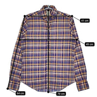 Finamore イタリア製 コットン チェック 長袖シャツ レッド オレンジ メンズ フィナモレ【中古】5-0714M∞