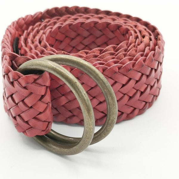 PAUL SMITH COLLECTION リングバックル メッシュ 革 ベルト レッド メンズ ポールスミスコレクション【中古】5-0813G∞