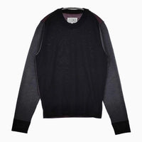 MAISON MARGIELA 14 ウール SH50HA0617 セーター ニット ブラック ワインレッド メンズ メゾンマルジェラ【中古】5-0823T∞
