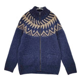Paul Smith PS ノルディック柄 ジップアップ 233408 758HZ ニットジャケット ブルゾン ネイビー メンズ ポール・スミス【中古】5-1115T∞