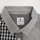 R.NEWBOLD 145603 4S204 M パッチワークギンガムチェックストライプ 長袖シャツ ブラック ホワイト メンズ アールニューボールド【中古】5-0805M♪