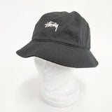 STUSSY バケットハット コットン サイズL/XL 帽子 ハット ブラック メンズ ステューシー【中古】5-0901G◎