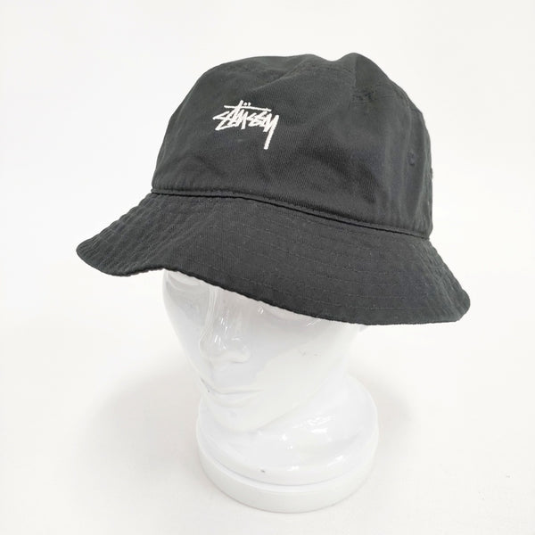 STUSSY バケットハット コットン サイズL/XL 帽子 ハット ブラック メンズ ステューシー【中古】5-0901G◎