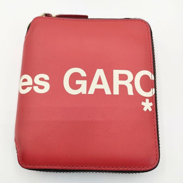 COMME des GARCONS Huge Logo Line Wallet ラウンドジップ ウォレット 二つ折り財布 レッド メンズ コムデギャルソン【中古】5-0813G∞