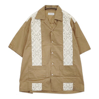 adam et Rope キューバシャツ レース GMG-04250-A サイズL オープンカラー 半袖シャツ ベージュ ホワイト メンズ アダムエロペ【中古】5-0704S♪