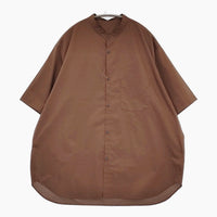 adam et Rope バンドカラー ポケッタブルシャツ GMG-02130-A サイズXL パッカブル 半袖シャツ ブラウン メンズ アダムエロペ【中古】5-0704S♪