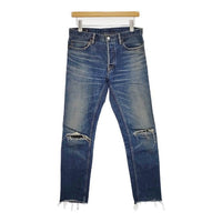 MINEDENIM ニークラッシュデニムパンツ レザーパッチ加工 ジーンズ ダメージ加工 2011-1002-86-302 デニムパンツ ブルー メンズ マインデニム【中古】5-1001G∞