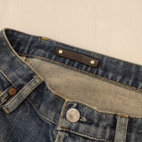 MINEDENIM ニークラッシュデニムパンツ レザーパッチ加工 ジーンズ ダメージ加工 2011-1002-86-302 デニムパンツ ブルー メンズ マインデニム【中古】5-1001G∞