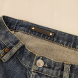 MINEDENIM ニークラッシュデニムパンツ レザーパッチ加工 ジーンズ ダメージ加工 2011-1002-86-302 デニムパンツ ブルー メンズ マインデニム【中古】5-1001G∞