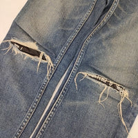 MINEDENIM ニークラッシュデニムパンツ レザーパッチ加工 ジーンズ ダメージ加工 2011-1002-86-302 デニムパンツ ブルー メンズ マインデニム【中古】5-1001G∞