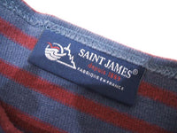 SAINT JAMES /ボーダーカットソー サイズXS/32/42 ネイビー ワインレッド レディース セントジェームス【中古】0-0424M♪