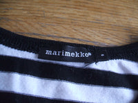 marimekko ボーダーワンピース サイズS コットン ホワイト　ブラック レディース マリメッコ【中古】0-113M△