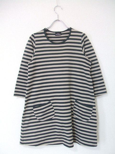 marimekko/150サイズ/ボーダーワンピース/黒×ベージュ/マリメッコ【中古】【レディース】1-0603M▲