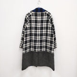 tao COMME des GARCONS リバーシブル ローズ チェック切替 定価165000円 コート 22AW ブルー×ベージュ タオ コムデギャルソン【中古】3-0118T♪