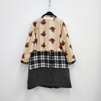 tao COMME des GARCONS リバーシブル ローズ チェック切替 定価165000円 コート 22AW ブルー×ベージュ タオ コムデギャルソン【中古】3-0118T♪