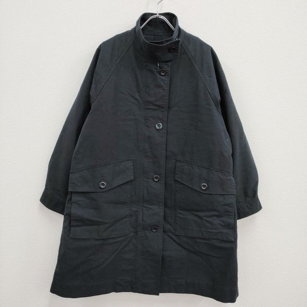 MHL. 595-0210502 UNEVEN COTTON CANVAS ダウンライナー付 スタンドカラー コート ネイビー レディース エムエイチエル【中古】3-1116A♪