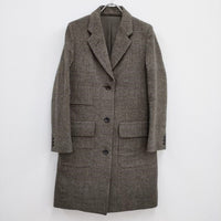 MARGARET HOWELL/Lovat 578-8212003 MILL CHECK WOOL チェック チェスターコート ブラウン マーガレットハウエル/ラバット【中古】3-1118A♪