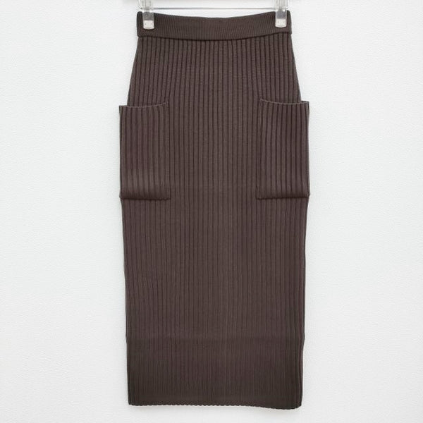 AURALEE 新品 A21AS03LW LAMB WOOL RIB KNIT SKIRT サイズ0 定価39600円 ロングスカート ブラウン レディース オーラリー【中古】3-0902T♪