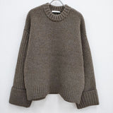 KANAKO SAKAI Crew neck sweater 定価63800円 サイドスリット ニット 22AW ブラウン レディース カナコサカイ【中古】3-1010T♪