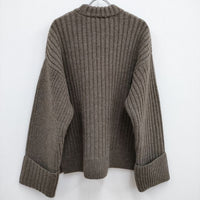 KANAKO SAKAI Crew neck sweater 定価63800円 サイドスリット ニット 22AW ブラウン レディース カナコサカイ【中古】3-1010T♪