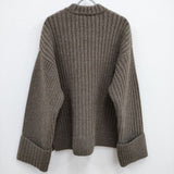 KANAKO SAKAI Crew neck sweater 定価63800円 サイドスリット ニット 22AW ブラウン レディース カナコサカイ【中古】3-1010T♪