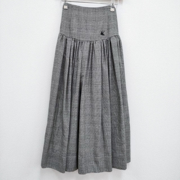 RhodolirioN 新品 Long Gathered Skirt 定価26400円 サイズ0 ロングスカート 22AW ブラック ホワイト レディース ロドリリオン【中古】3-1031T♪#