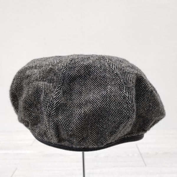 KAPITAL ヘリンボーン リボン 帽子 ベレー帽 ブラック チャコールグレー レディース キャピタル【中古】3-1125T◎
