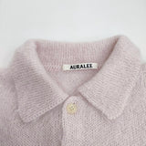 AURALEE BRUSHED SUPER KID MOHAIR KNIT POLO a22ap05km ニットポロ モヘヤ ポロシャツ 22AW ピンク レディース オーラリー【中古】3-1112T♪