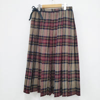 Toujours Kilt Pleated Long Skirt 定価63800円 サイズ1 チェック ロングスカート ブラウン レッド レディース トゥジュー【中古】3-1119T◎